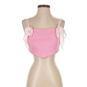 cider pink corset crop top with ribbons